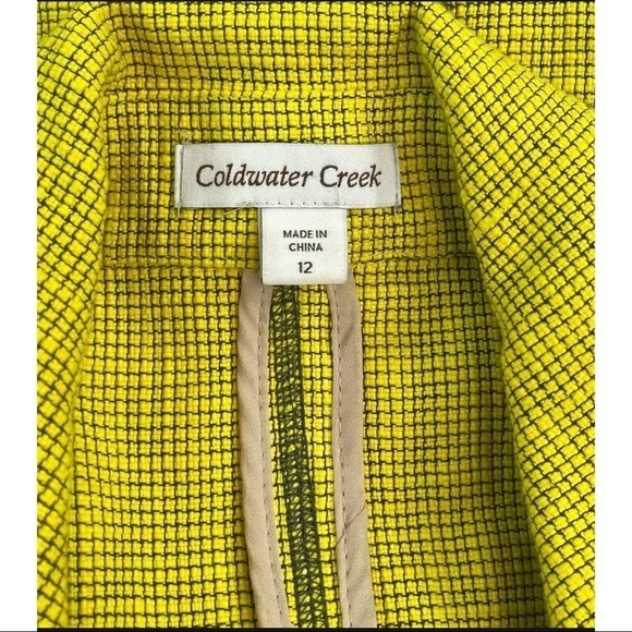 Coldwater Creek Womens Sz 12 Neon Mustard Yellow Military Jacket l Textured - Picture 8 of 8